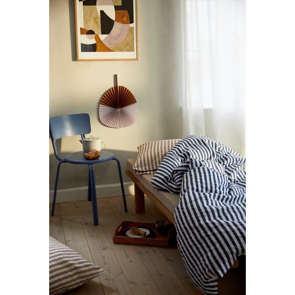 Biancheria da letto in crêpe esteso bianco e blu scuro per letto matrimoniale 200x220 cm Bæk&Bølge - JUNA-image-4