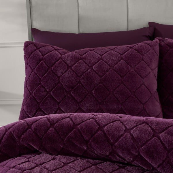 Biancheria da letto singola bordeaux in microplush 135x200 cm Cosy Diamond - Catherine Lansfield-image-2