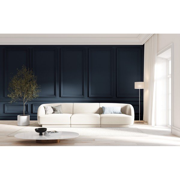 Divano in velluto beige 259 cm Miley - Micadoni Home-image-1
