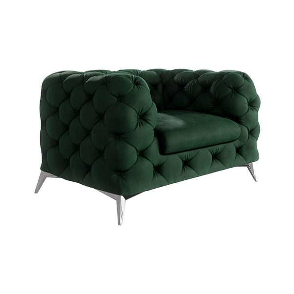 Poltrona verde scuro con rivestimento in velluto Chelsea – Ropez
