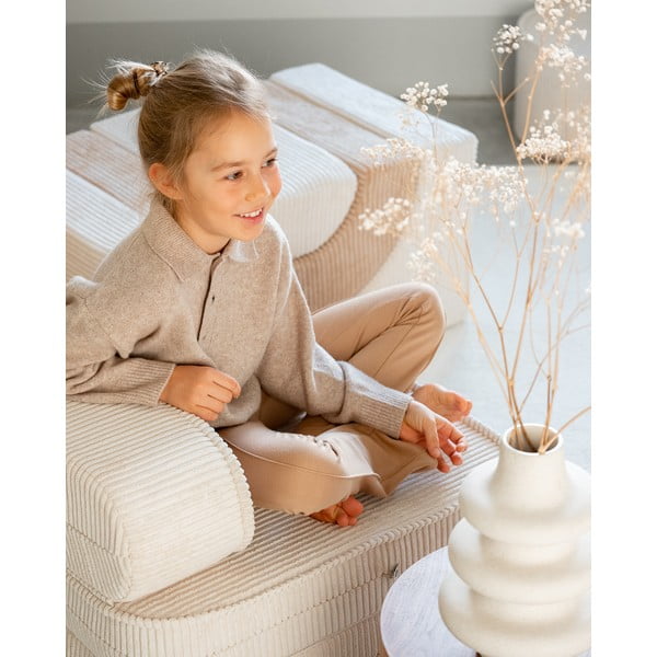 Poltrona per bambini color crema con rivestimento in velluto a coste Flip – Wigiwama-image-4