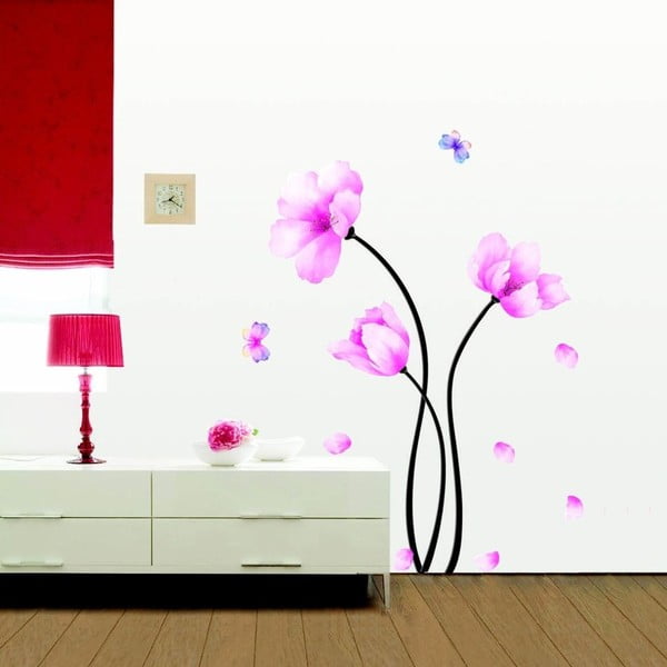 Set di adesivi Fiori e farfalle rosa - Ambiance