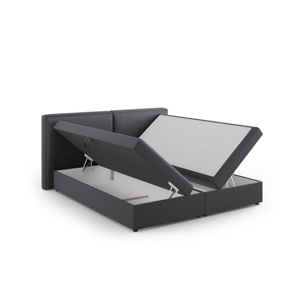 Letto boxspring in grigio scuro con contenitore 160x200 cm Arendal – Cosmopolitan Design-image-3