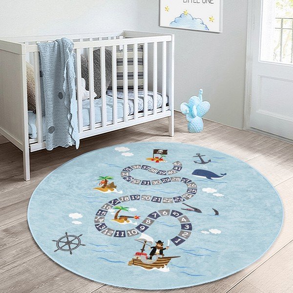 Tappeto azzurro per bambini ø 80 cm Comfort - Mila Home-image-3