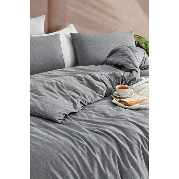 Biancheria da letto color antracite per letto singolo 140x200 cm Yarn Dyed – Mijolnir-image-1