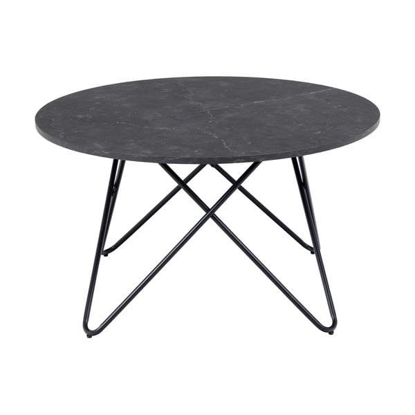 Tavolino rotondo nero con piano in marmo ø 80 cm Wyre - Actona-image-4