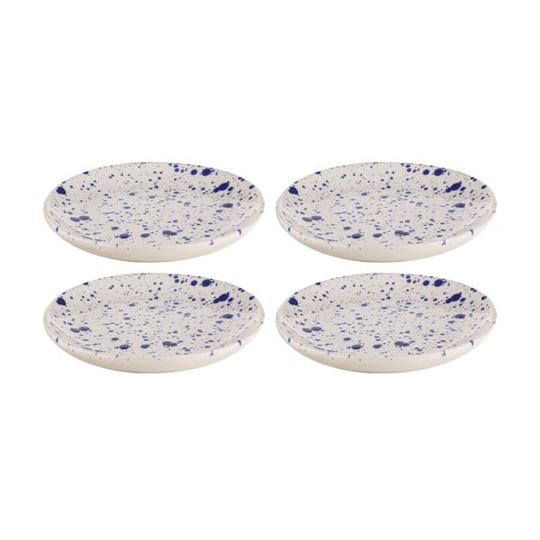 Piatti da dessert in gres bianco e blu in set di 4 pezzi ø 18 cm Carnival - Ladelle