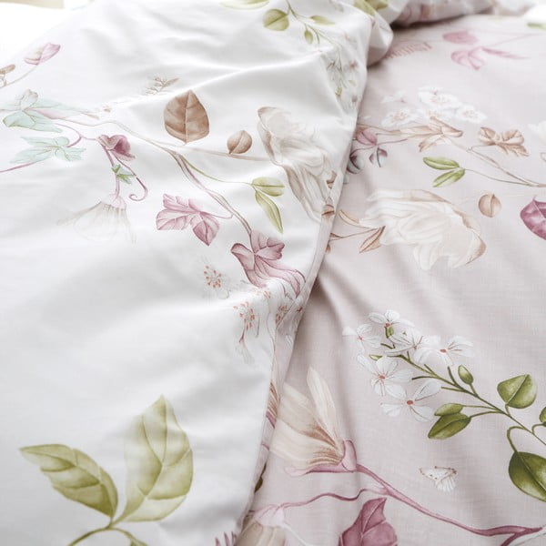 Biancheria da letto rosa in cotone per letto singolo 135x200 cm Francesca Floral – Bianca-image-4