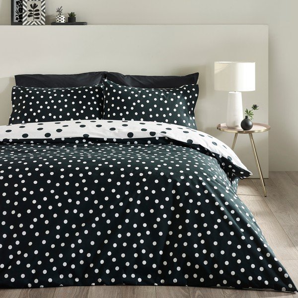 Set copripiumino e federa bianco e nero per letto singolo 135x200 cm Polka Dot – Catherine Lansfield-image-3