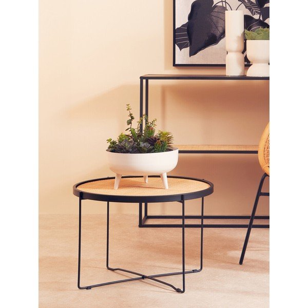 Tavolino da salotto rotondo di colore naturale in rattan ø 60 cm Depok – Premier Housewares-image-2