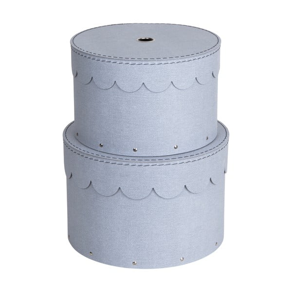 Scatole di cartone grigio chiaro con coperchio in set di 2 pezzi ø 26x17,5 cm Wilma - Bigso Box of Sweden