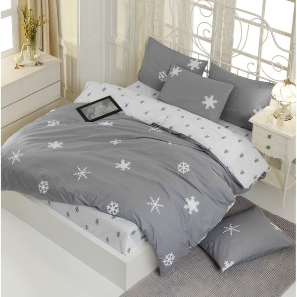 Lenzuolo matrimoniale in cotone Ranforce Grigio, 200 x 220 cm Janes - Mijolnir