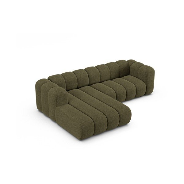 Divano angolare verde (con penisola a sinistra/con chaise lounge) con rivestimento in ciniglia Lupine – Micadoni -image-2