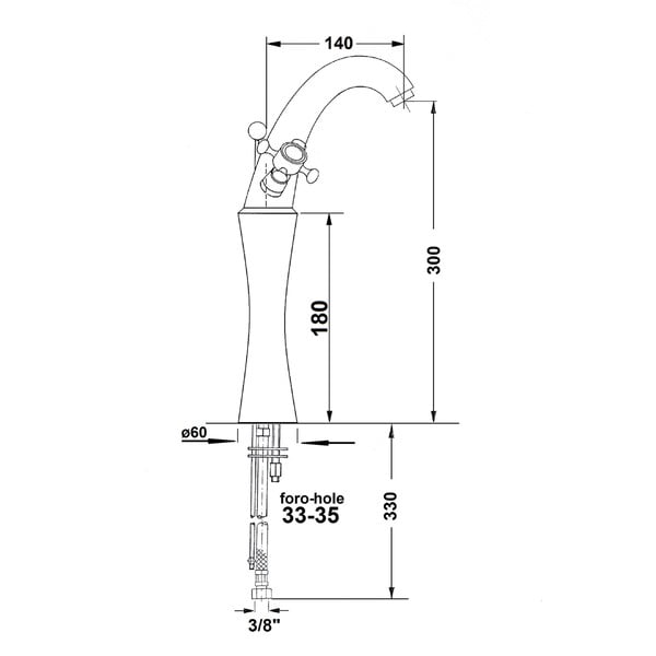 Rubinetto per lavandino in argento lucido/dorato verticale Antea – Sapho-image-2