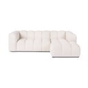 Divano angolare color crema (con penisola a destra e chaise lounge) con rivestimento in velluto Cube – Bonami Selection