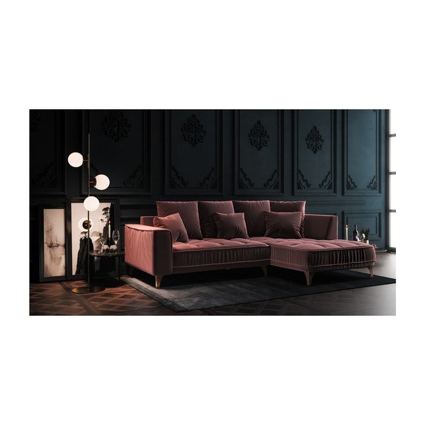 Divano angolare Devichy in velluto rosa scuro, angolo destro, 256 cm Chloe - devichy-image-3
