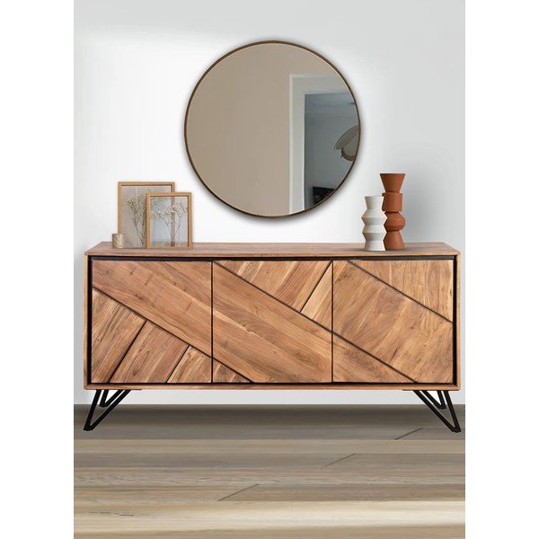 Cassettiera di colore naturale in acacia massiccia 150x76x40 cm Ambala – Interia Home & Living-image-1