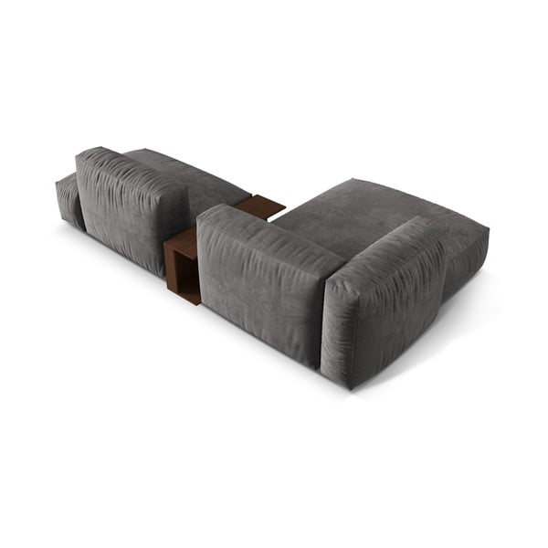 Divano angolare componibile grigio (con penisola a sinistra/con chaise lounge) con rivestimento in velluto Martina – Micadoni -image-3