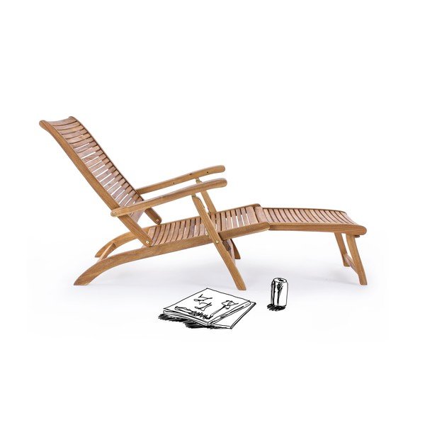 Sdraio da giardino di colore naturale in legno massiccio regolabile Noemi – Bizzotto-image-2