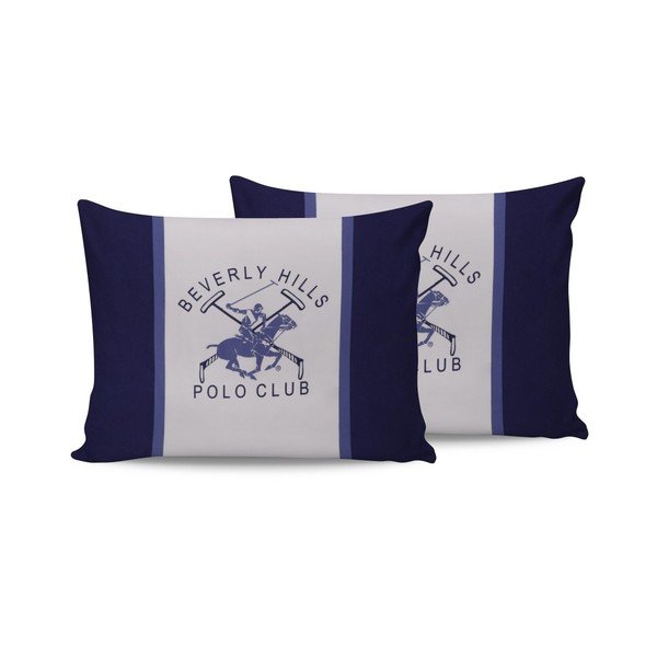 Set di 2 federe in cotone Polo Club Blue, 50 x 70 cm - Beverly Hills Polo Club