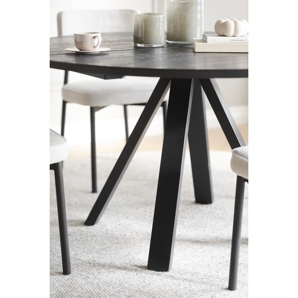 Tavolo da pranzo rotondo nero con piano in rovere ø 130 cm Carradale - Rowico-image-3