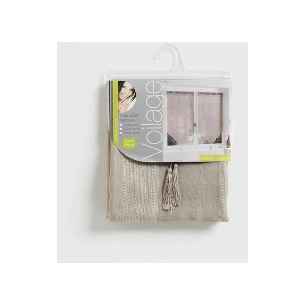 Tende in voile beige in set di 2 pezzi 60x160 cm Salina - douceur d'intérieur-image-1
