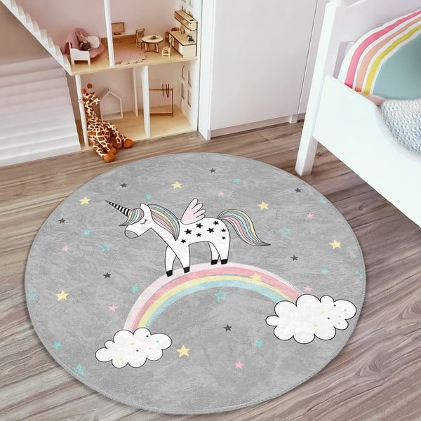 Tappeto grigio per bambini ø 80 cm Comfort - Mila Home-image-2