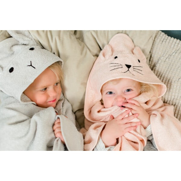 Asciugamano per neonato in cotone rosa con cappuccio 76x76 cm - Kindsgut-image-1