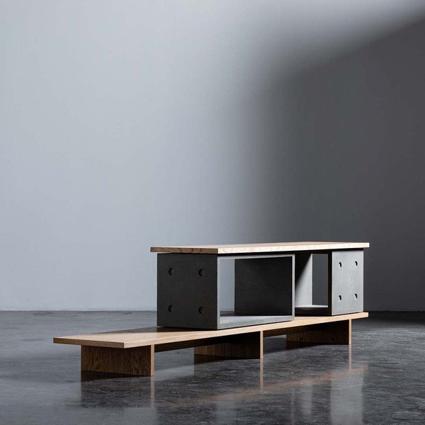 Cassettiera in cemento, 230 x 58 cm Dice - Lyon Béton-image-1