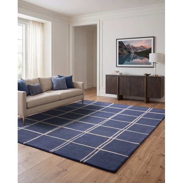 Tappeto blu in lana tessuto a mano 160x230 cm – Asiatic Carpets-image-1
