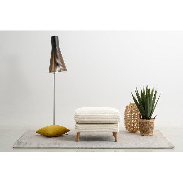 Pouf in velluto a coste bianco Paris - Scandic-image-1