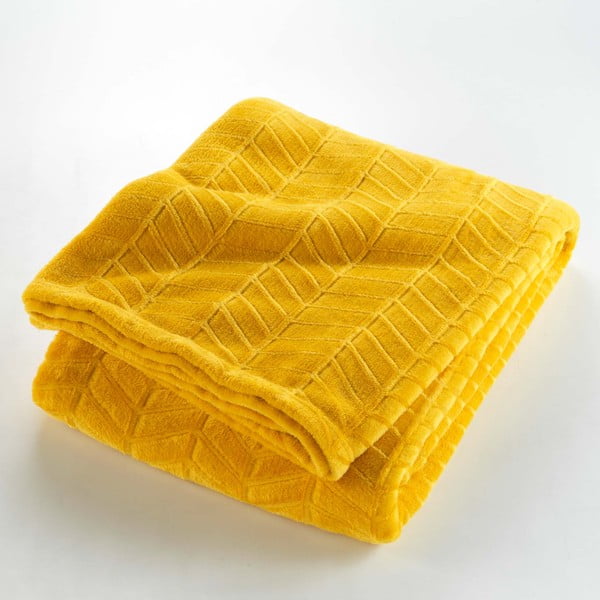 Copriletto giallo in microflanella 180x220 cm Arya - douceur d'intérieur-image-1