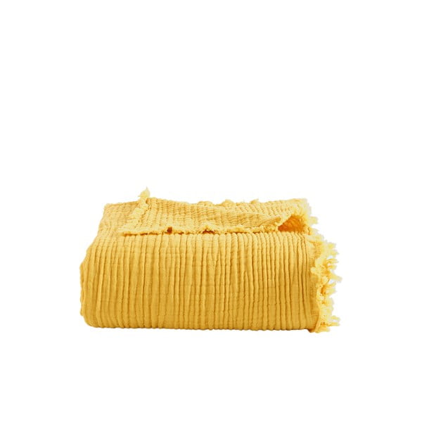 Copriletto in cotone giallo per letto matrimoniale 200x250 cm Cuenca - Mijolnir