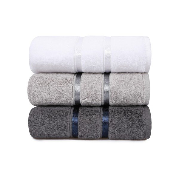 Set di 3 asciugamani in cotone grigio Hobby , 50 x 90 cm Dolce - Foutastic
