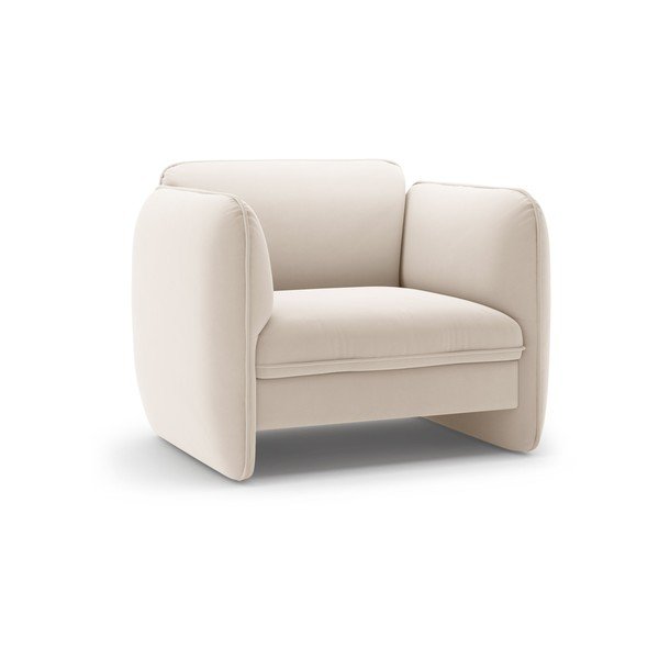 Poltrona color crema con rivestimento in velluto Georgia – Micadoni 