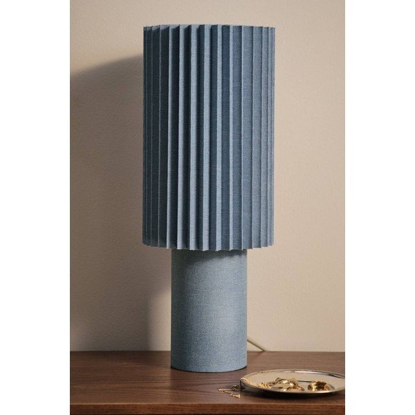 Lampada da tavolo blu in lino (altezza totale 45 cm) Harriet – Jotex-image-2