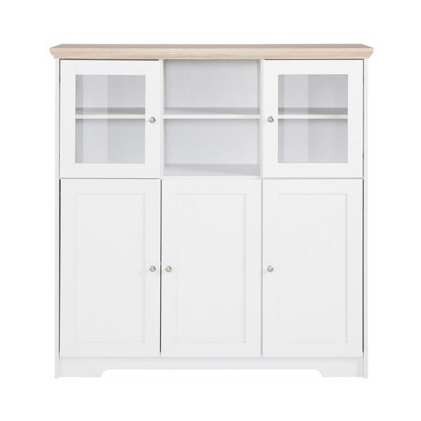 Credenza bianca con piano in legno di quercia decorato Annie - Støraa