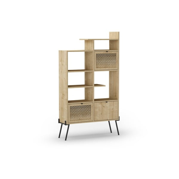 Libreria in rovere decorato in colore naturale 95x170 cm Ecrin - Marckeric-image-3