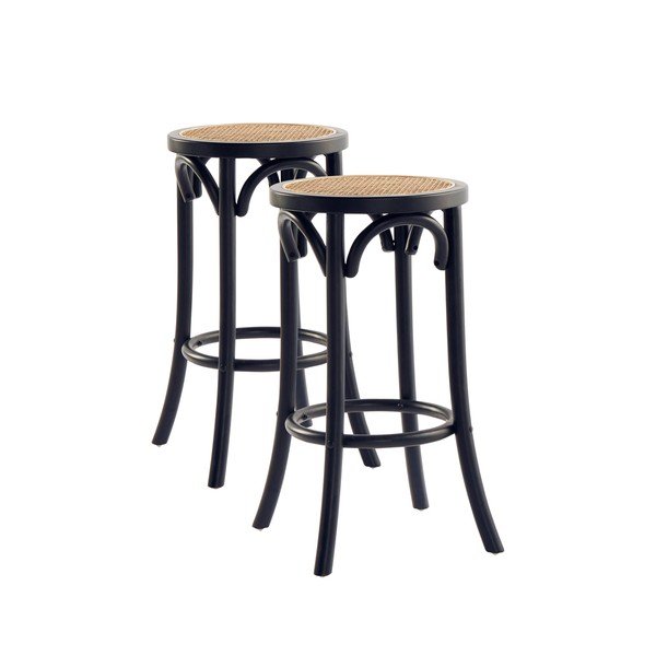 Set di sedie da bar nera in rattan 2 pz (altezza della seduta 65,5 cm) Koster – Jotex