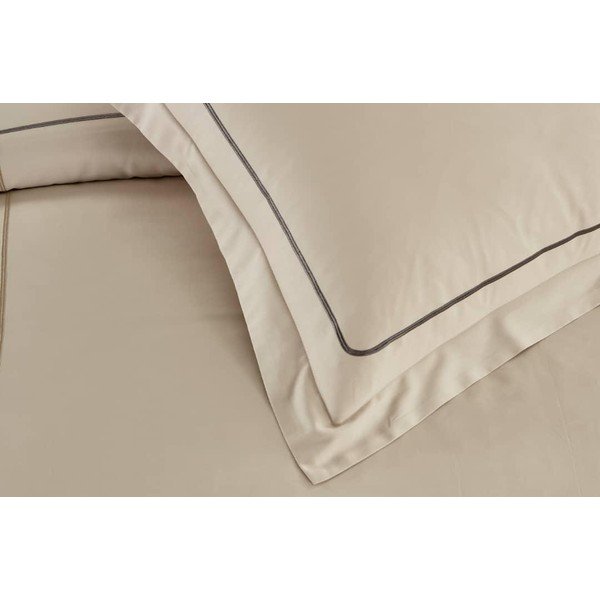 Set copripiumino e federa beige in cotone renforcé per letto singolo con lenzuolo incluso/6 pezzi 140x200 cm Calm of Lines – Mila Home Luxury-image-2