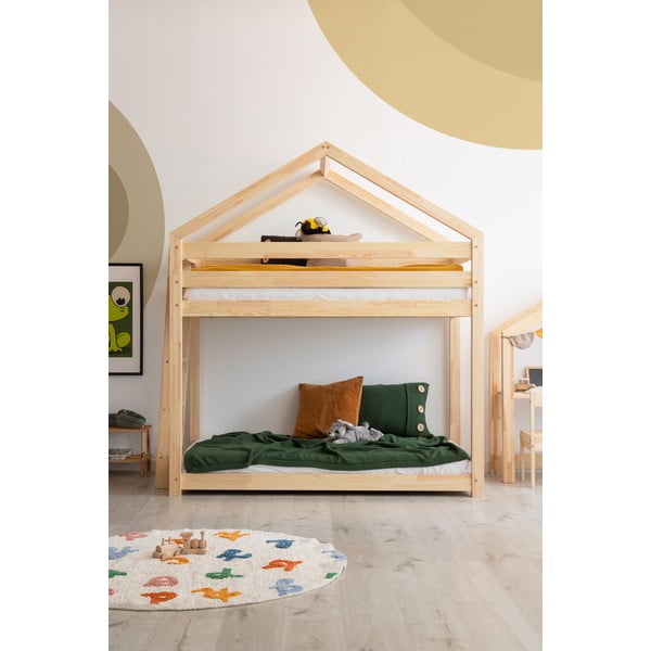 Letto a castello in legno di pino di colore naturale 80x200 cm Mila DMPB - Adeko-image-2