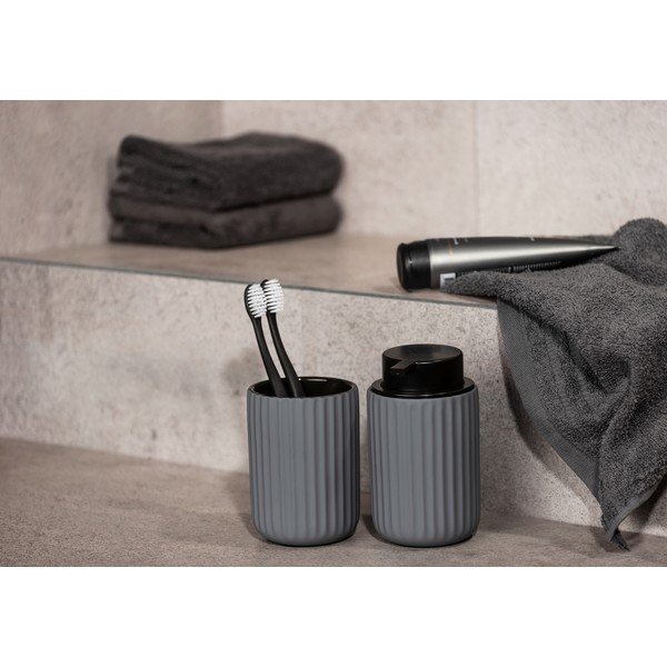 Tazza in ceramica grigia per spazzolini da denti Belluno - Wenko-image-2