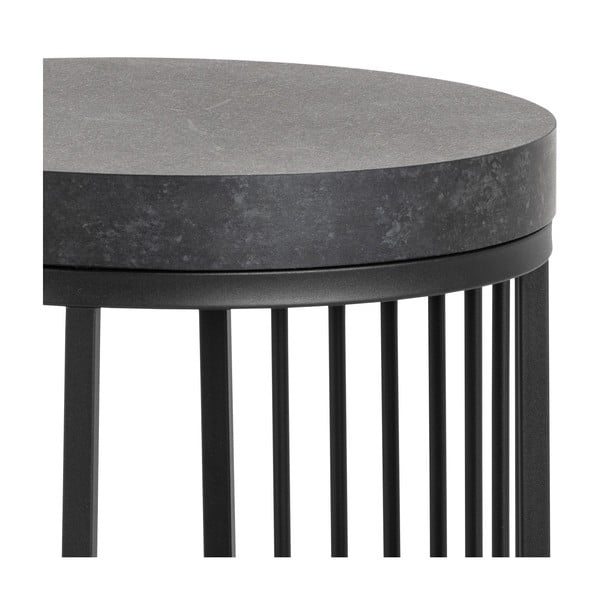 Comodino nero con piano effetto marmo Strington - Actona-image-4