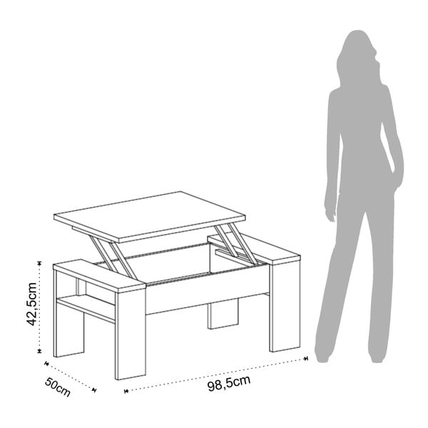 Tavolino grigio e bianco con vano portaoggetti James - Tomasucci-image-2