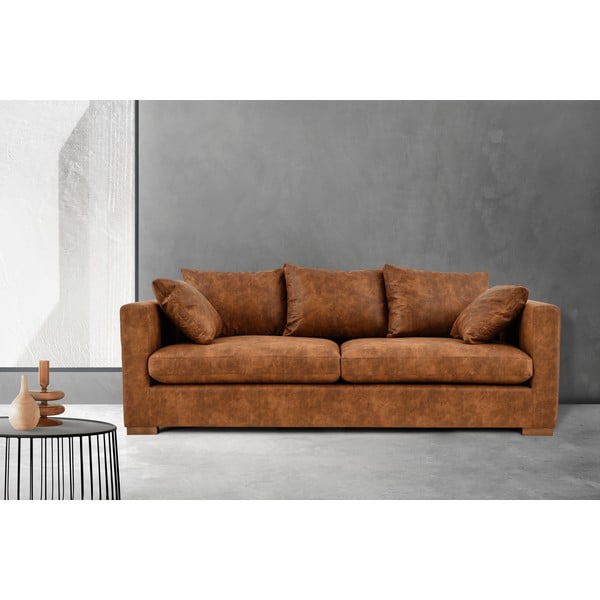 Divano in similpelle marrone cognac 225 cm Hamburg - Scandic-image-1