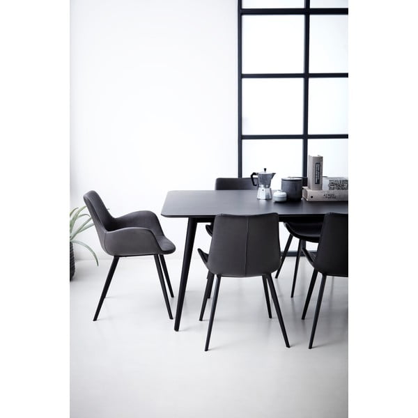 Sedia da pranzo grigio scuro in imbottito con braccioli Hype – DAN-FORM Denmark-image-1