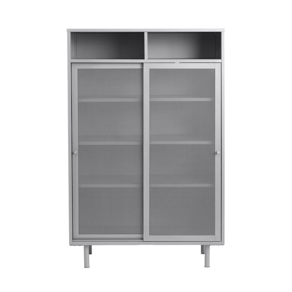 Armadietto grigio in metallo con porte scorrevoli 90x140x40 cm Veep – Unique Furniture