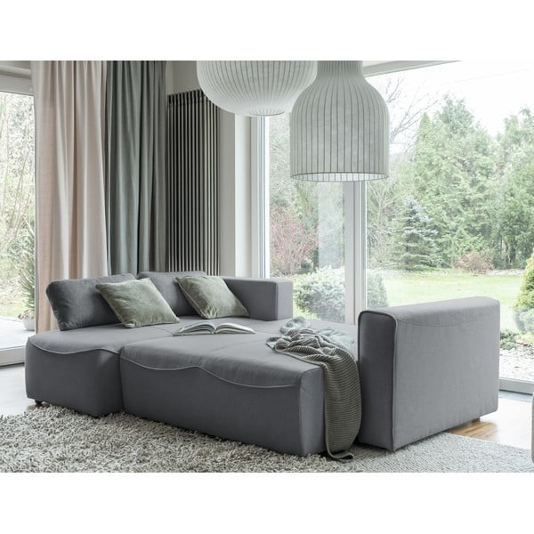 Divano letto angolare grigio (variabile) Homely Tommy - Miuform-image-3