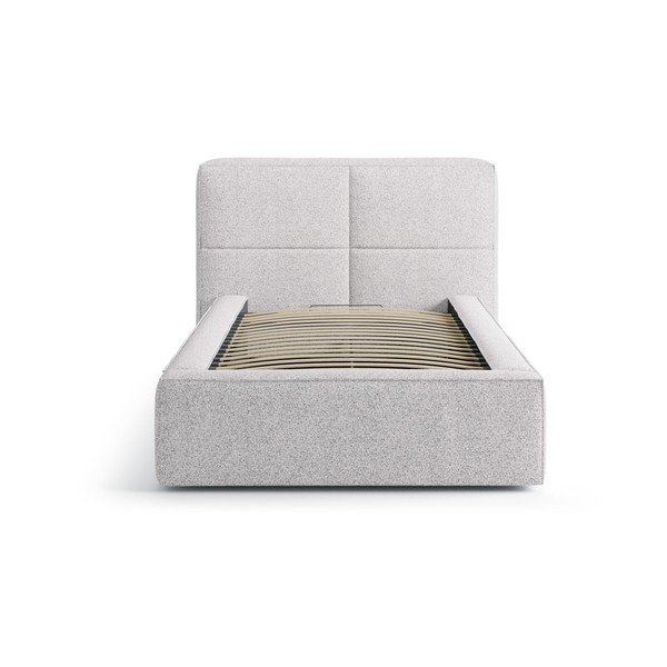 Letto singolo imbottito grigio chiaro con contenitore con rete inclusa 90x200 cm Darren – Micadoni -image-3