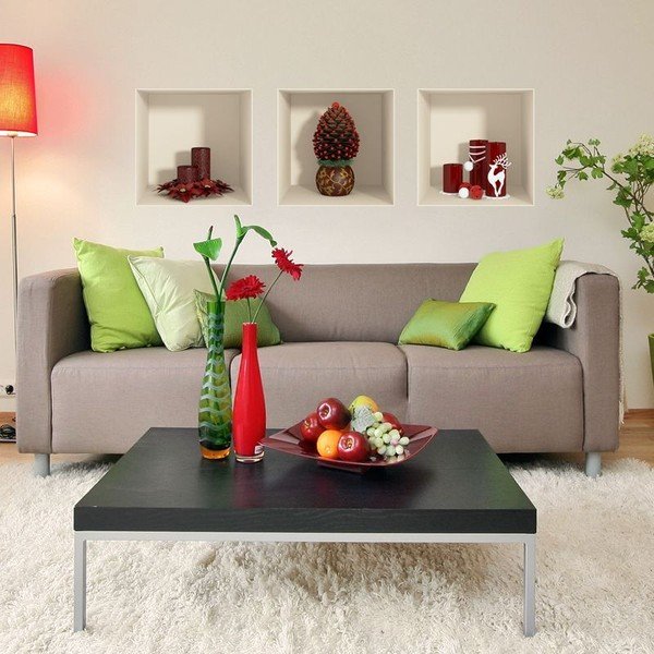 Set di 3 adesivi natalizi con effetto 3D Candele rosse e albero di Natale - Ambiance-image-2